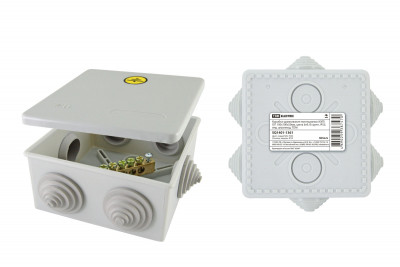 Коробка уравнивания потенциалов (КУП) ОП 100х100х50 мм, шина 6х9, 8 групп, IP55, инд. штрихкод, TDM Electric, SQ1401-1361