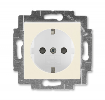 5520H-A03457 17W - Розетка ABB Levit с заземлением со шторками 16А слоновая кость / белый - 2CHH203457A6017