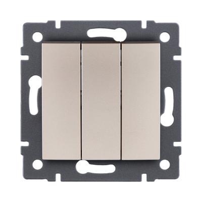 Выключатель 3-клавишный 10А/250В, изогнутый, золотой Kollinger REA-R-012GD для Aspekt, Eleganz, Reflex