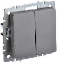 BRITE Выключ. 2-кл. 10А ВС10-2-0-БрС сталь IEK, BR-V20-0-10-K46
