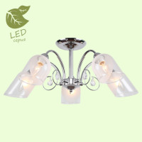 LUSSOLE APACHE Люстра потолочная, цвет основания - хром, плафон - стекло (цвет - прозрачный), 5x6W E14, GRLSP-8092