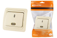 Переключатель на 2 направления с подсветкой 10А сл. кость "Валдай" TDM Electric, SQ1804-0105