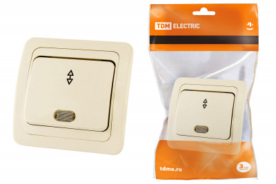 Переключатель на 2 направления с подсветкой 10А сл. кость "Валдай" TDM Electric, SQ1804-0105