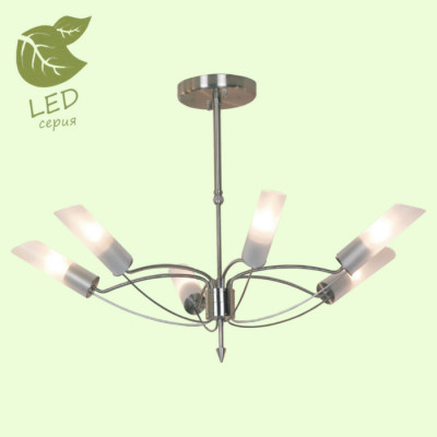 LUSSOLE LANO Люстра потолочная, цвет основания - матовый никель, плафон - стекло (цвет - белый), 6x7W E14, GRLSA-2813-06