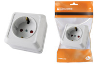Розетка 2П+З открытой установки с з/ш IP20 16А, белый "Ладога" TDM Electric, SQ1801-0060