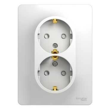 РОЗЕТКА двойная с заземлением со шторками, 16А, в сборе, БЕЛЫЙ