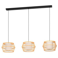 390234 Люстра MONTERROSO, 3X40W (E27), сталь, черный // дерево, текстиль, натуральный, белый, 390234