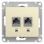 GLOSSA РОЗЕТКА двойная компьютерная RJ45+RJ45, кат.5E, механизм, БЕЖЕВЫЙ