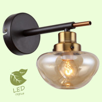 LUSSOLE OAHE Бра, цвет основания - коричневый, плафон - стекло (цвет - янтарный), 1x6W E14, GRLSP-8143