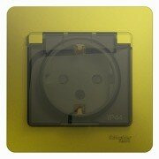 РОЗЕТКА с заземлением  со шторками с крышкой,IP44,16А, 250В,в сборе,ФИСТАШКОВЫЙ