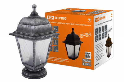 Светильник садово-парковый НТУ 04-60-001 четырехгр., напольный, пластик, расс.пластик, серебро TDM Electric, SQ0330-0798