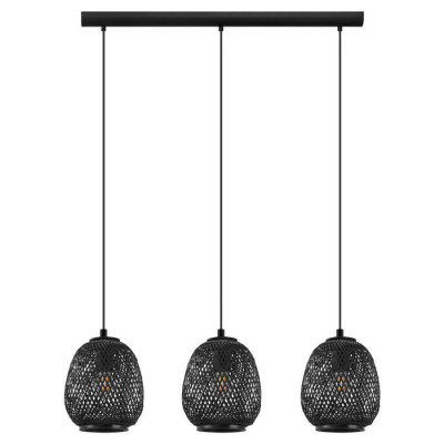 43266 Подвес DEMBLEBY, 3x40W (E27), L900, B200, H1100, сталь, черный/дерево, черный