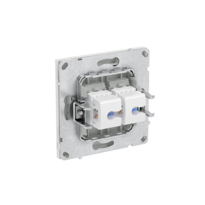 DKC KANT Компьютерная розетка RJ-45 без шторки, кат.6А двойная, белый песок, 7010674