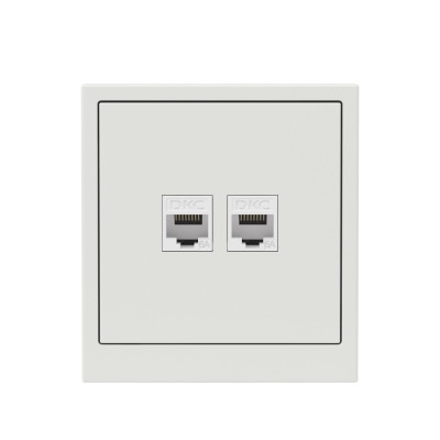 DKC KANT Компьютерная розетка RJ-45 без шторки, кат.6А двойная, белый песок, 7010674