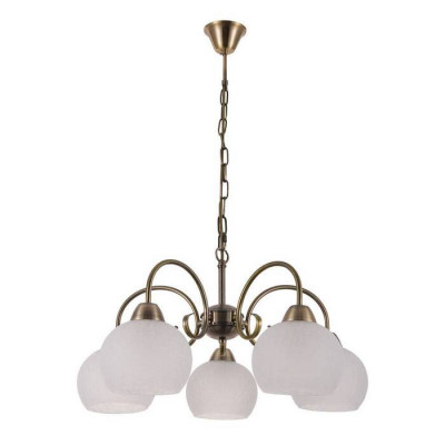 Arte Lamp MARGO, Люстра, цвет арматуры - АНТИЧНАЯ БРОНЗА, цвет плафона/декора - БЕЛЫЙ, 5х60W E27, A9317LM-5AB