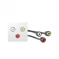 Simon 400 Белый Модуль с адаптером, проходной 3xRCA мама/мама, 40001193-030