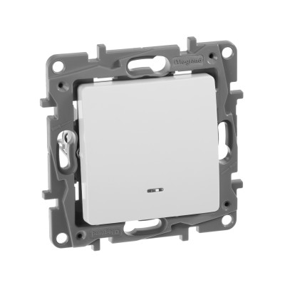 Legrand Выключатель одноклавишный с подсветкой/индикацией - Legrand Etika - 10А 250В безвинтовые зажимы - белый, 672203