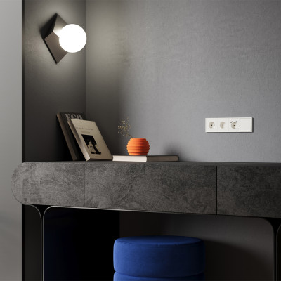 Накладка для розетки с заземлением и защитными шторками, с USB A+A, S70 (хлопок), VLS000913