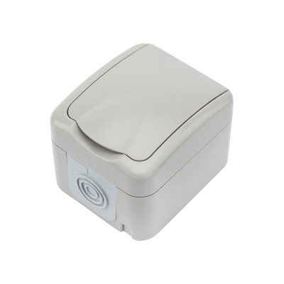 Розетка одноместная Mini OG IP54 с/з, о/у, серая KRANZ, KR-78-0817