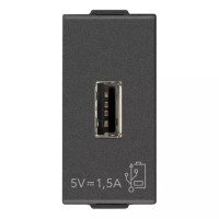 Vimar Зарядное устройство с разъемом USB 5V 1,5A, 1модуль, карбон матовый, 09292.CM Vimar Зарядное устройство с разъемом USB 5V 1,5A, 1модуль, карбон матовый, 09292.CM