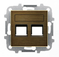 8518.2 OE - Накладка для 2-х суппортов/разъёмов типа 2017... и/или 2018..., со шторками и полем для надписи, серия SKY, цвет античная латунь - 2CLA851820A1201