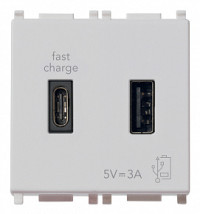 Vimar Зарядное устройство с разъемом USB A+C 5V 3A, серебро, 14295.AC.SL Vimar Зарядное устройство с разъемом USB A+C 5V 3A, серебро, 14295.AC.SL