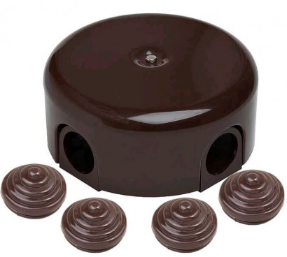 Bironi Распределительная коробка 78мм, пластик, цвет коричневый (4 кабельных ввода в комплекте), B1-521-22-K