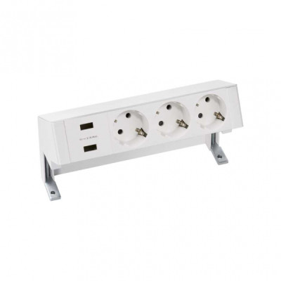 Simon 400 Настольный x4 розеточный блок, 3x2P+E, 2xUSB з/у, белый,, 42423000-130