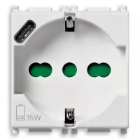 Vimar Розетка 2P+T 16A универсальная + USB-C зарядка 5В 3А белая, 14210.USB