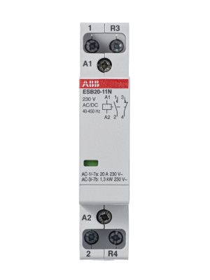1SBE121111R0611 - Контактор ESB20-11N-06 модульный (20А АС-1, 1НО+1НЗ), катушка 230В AC/DC, ABB