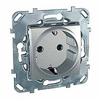 MGU5.057.30ZD - UnicaTop Розетка со шторками 2К+З 16А 250В~ зажимн. клеммы, алюм., Schneider Electric