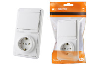 Блок комбинированный БКВР 1-но кл. выкл + розетка 2П+З с з/ш TDM Electric, SQ1813-0001