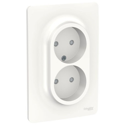 розетка двойная, со шторками, без заземления, винт. зажим., белый