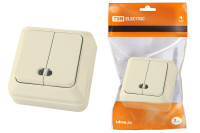 Выключатель 2-кл. открытой установки с подсветкой IP20 10А, сл. кость "Ладога" TDM Electric, SQ1801-0008