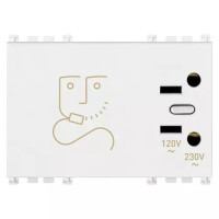 Vimar Розетка для электробритв с разделительным тр-ром, белая, 19290.B