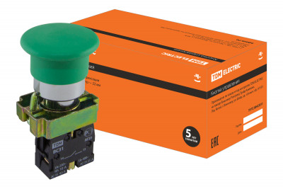 Кнопка BС31 "Грибок" без подсветки зеленый 1з TDM Electric, SQ0704-0043