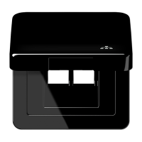 Накладка и крышка для двойных UAE розеток с символом "сеть"; термопласт черный, CD590KLLANSW