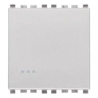 Vimar Переключатель с 4-мя контактами ( инвертор ) 1P 10AX на 2 модуля с безвинтовыми клеммами, серебро матовое, 20009.FX.2.N