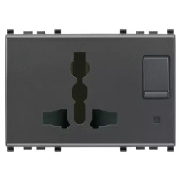 Vimar Розетка SICURY 2P+T 13A мультистандарт, серая, 20255