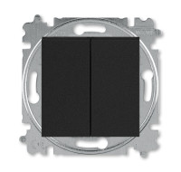 3559H-A53445 63W - Переключатель и кнопка с перекидным контактом ABB Levit антрацит / дымчатый чёрный - 2CHH595345A6063