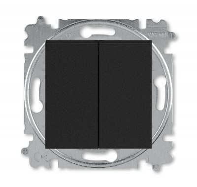 3559H-A53445 63W - Переключатель и кнопка с перекидным контактом ABB Levit антрацит / дымчатый чёрный - 2CHH595345A6063