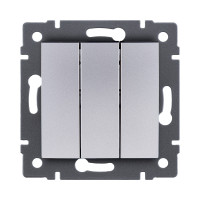 Выключатель 3-клавишный 10А/250В, изогнутый, серый Kollinger REA-R-012GY для Aspekt, Eleganz, Reflex Выключатель 3-клавишный 10А/250В, изогнутый, серый Kollinger REA-R-012GY для Aspekt, Eleganz, Reflex