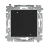 3559H-A88445 63W - Выключатель жалюзи двухклавишный ABB Levit без фиксации клавиш антрацит / дымчатый чёрный - 2CHH598845A6063