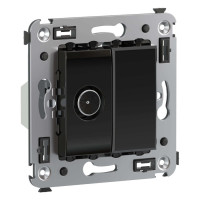 4402513 - ДКС Розетка TV проходная в стену, "Avanti", "Черный квадрат"