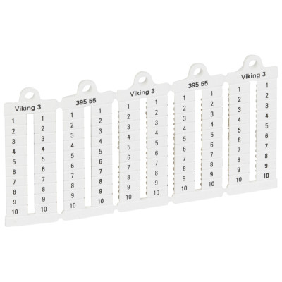 Листы с этикетками для клеммных блоков Viking 3 - вертикальный формат - шаг 5 мм - цифры от 1 до 10