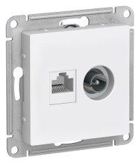 ATN000189 - ATLASDESIGN РОЗЕТКА двойная ТВ + компьютерная RJ45 кат. 5e, механизм, БЕЛЫЙ, Systeme Electric
