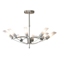 LUSSOLE LANO Люстра потолочная, цвет основания - матовый никель, плафон - стекло (цвет - белый), 8x40W E14, LSA-2813-08