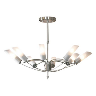 LUSSOLE LANO Люстра потолочная, цвет основания - матовый никель, плафон - стекло (цвет - белый), 8x40W E14, LSA-2813-08