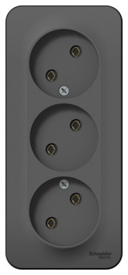 BLANCA О/У РОЗЕТКА 3-ая без заземления без штор. ИЗОЛ.ПЛ., 16А, 250В,АНТРАЦИТ