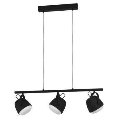 390046 Подвесной потолочный светильник (люстра) UPANEMA, 3x28W, E27, L890, B165, H1500, сталь, черный//стекло, белый